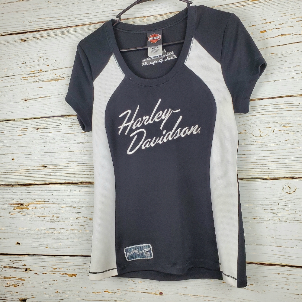 Harley Davidson Black & White Top - Picture 2 of 5